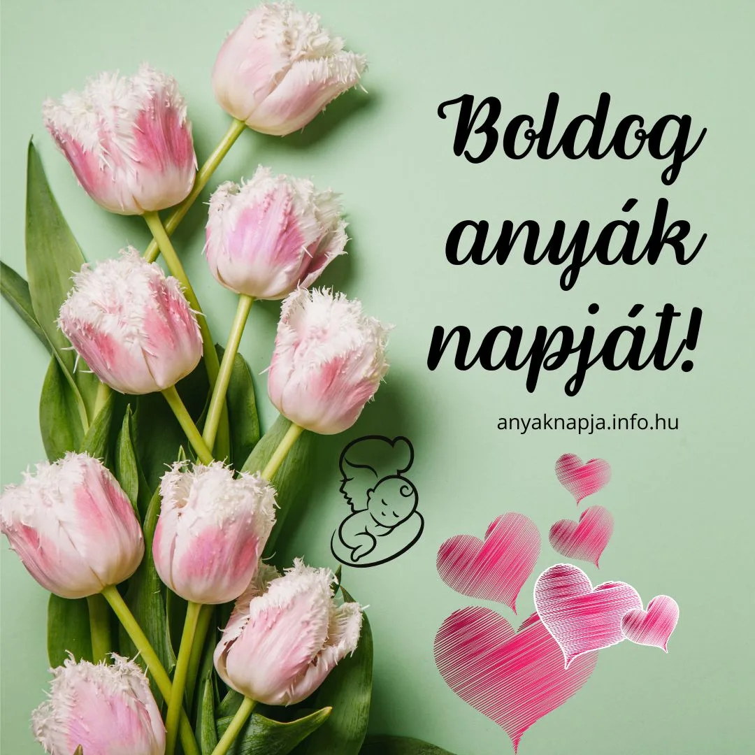 boldog anyák napját tulipánok és szívek